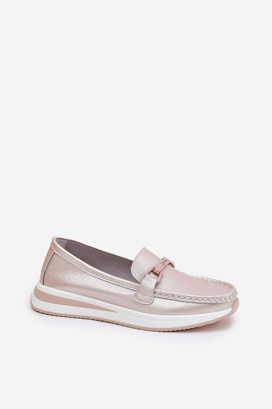 Stylish women's loafers in natural leather with decorative accents, by Step in Style, designed for both comfort and sophistication during daily wear.