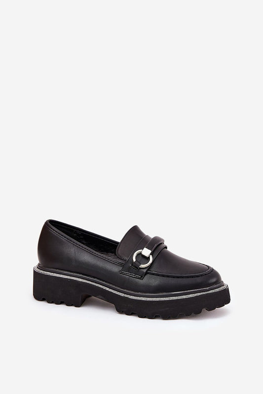 Elegant Step in Style moccasins crafted from eco leather, showcasing a stylish strap and sparkling zirconia details for a sophisticated look.