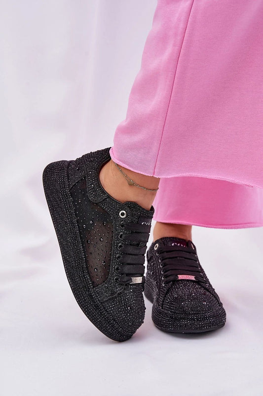 GOE Women's sport shoes embellished with crystals, featuring a stylish platform of 3.5 cm, ideal for comfortable elegance by Step in Style.