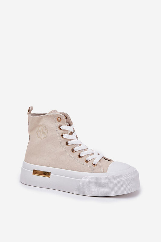 Luxury women's high-top sneakers by Step in Style, featuring a comfortable 5cm rubber platform and elegant textile material, available in EU sizes 36 to 41.