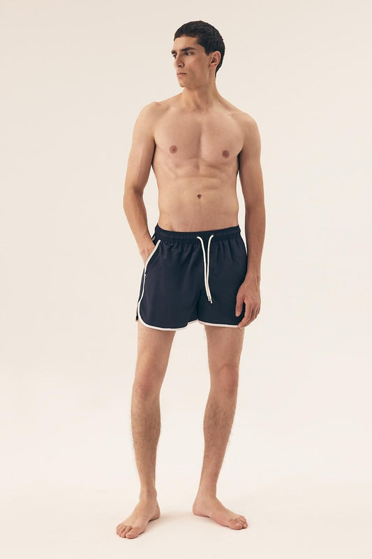 Henderson Stylish Men's Swim Trunks in elegant design, lightweight polyester fabric, featuring adjustable waist for a perfect fit, ideal for luxury beach outings.