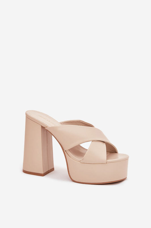 Stylish high heel sandals made from eco leather, showcasing intertwining straps, designed by Step in Style, perfect for dressing up any summer look.