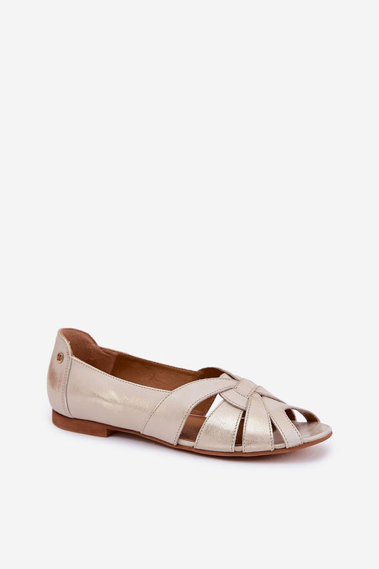 Elegant open-toe women's ballet flats made from natural leather by Step in Style, showcasing comfort and luxury in sizes EU 36-41.