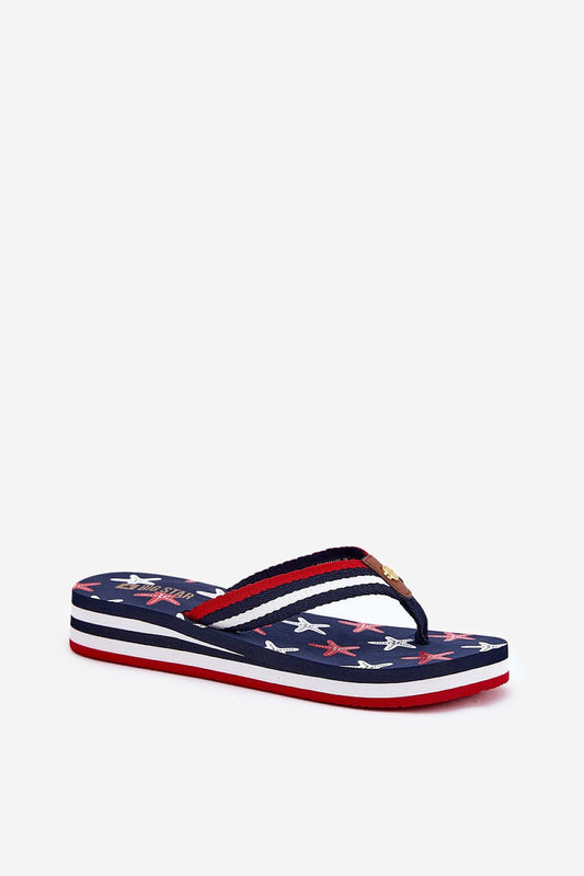 Chic wedge flip-flops for women, showcasing a stylish textile strap by Step in style, ideal for beach wear.