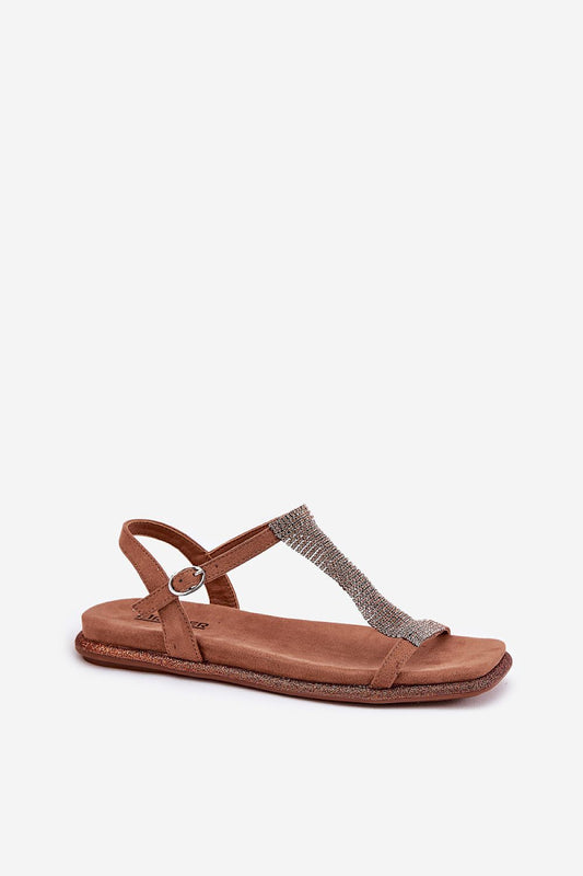 Elegant women's flat sandals with crystal decoration by Step in Style, crafted from eco-leather for ultimate comfort in sizes EU 36-41, perfect for special occasions.