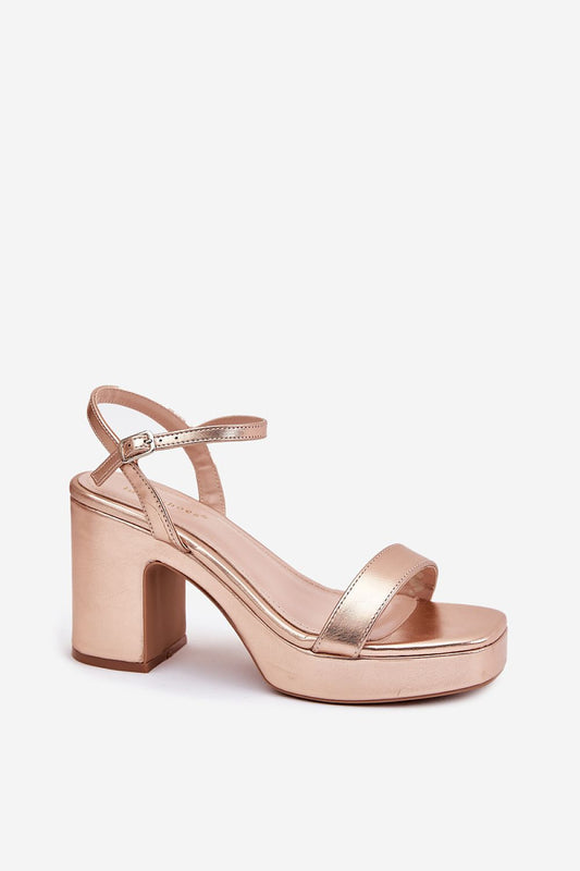 Elegant women's heel sandals in eco leather by Step in Style, featuring an adjustable buckle and 9cm column heel, perfect for summer outings.