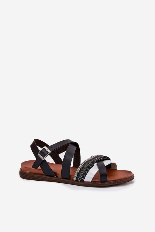 Luxury eco-leather women's sandals by Step in Style, featuring adjustable buckle and elegant intertwining straps for summer elegance.