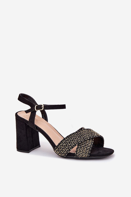 Close-up view of Step in Style elegant sandals showcasing eco suede material and adjustable buckle strap for a sophisticated fit.