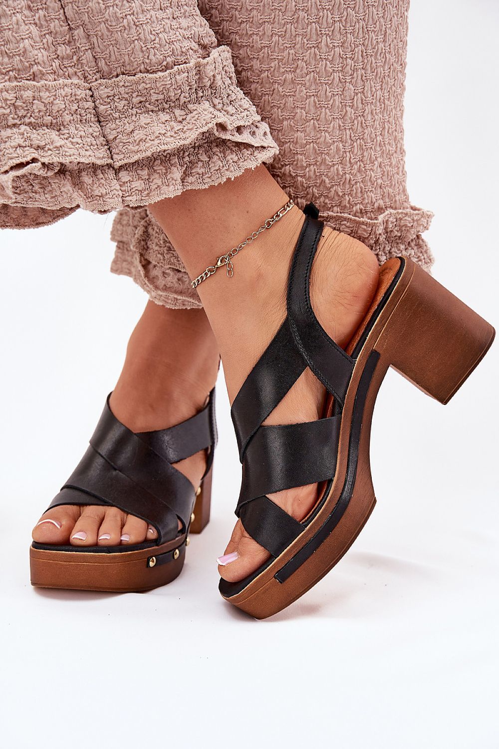Stylish natural leather heel sandals by Step in Style in various sizes EU 36-41, designed for elegance and comfort on special occasions.