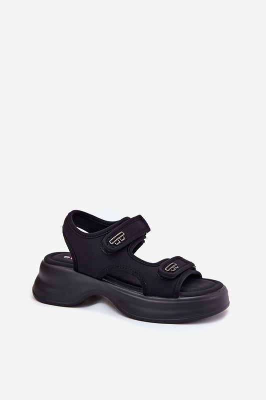 Elegant women's platform sandals with double Velcro from Step in Style, showcasing a stylish design and refined golden details.