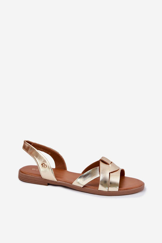 Luxurious eco leather flat sandals for women, designed by Step in Style, showcasing a sophisticated gold accent, ideal for adding elegance to casual looks.