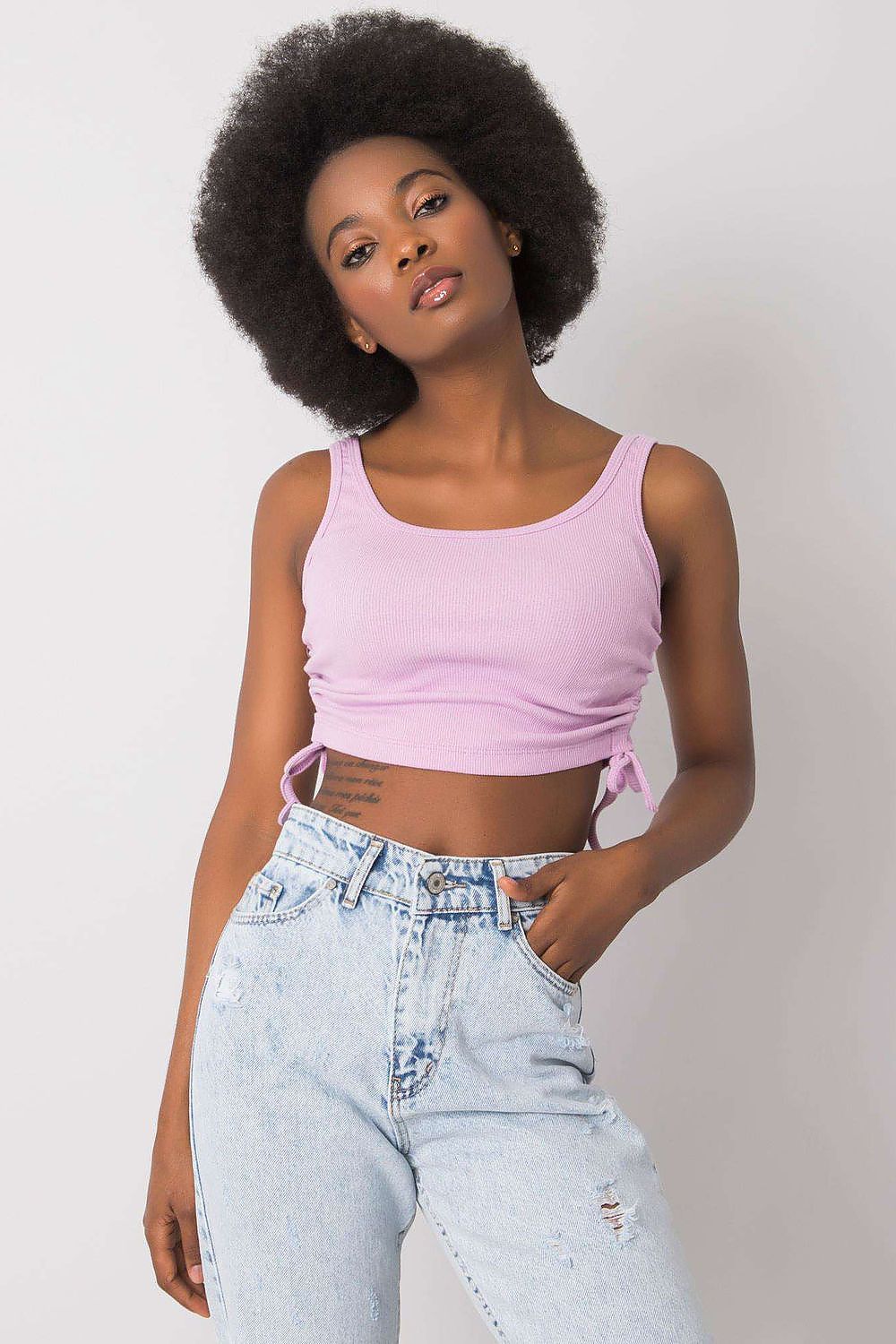 Chic cotton crop top by Rue Paris featuring adjustable side gathers, a must-have for effortless everyday elegance.