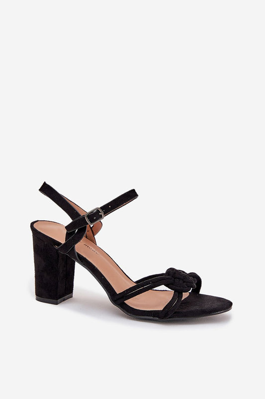 Close-up view of Step in style eco suede heel sandals, showcasing the luxurious texture and adjustable strap, designed for comfort and style in sizes EU 36-41.