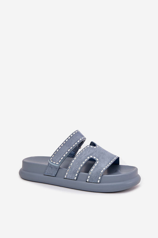 Luxury women's eco suede platform flip-flops with velcro strap by Step in style, featuring a stylish design for summer wear.