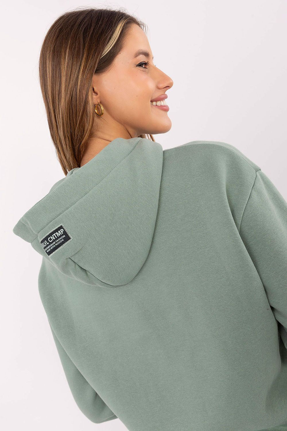 Luxury women's casual sweatshirt by Sublevel, featuring a hood and kangaroo pocket, ideal for stylish warmth in sizes XS-XXL.