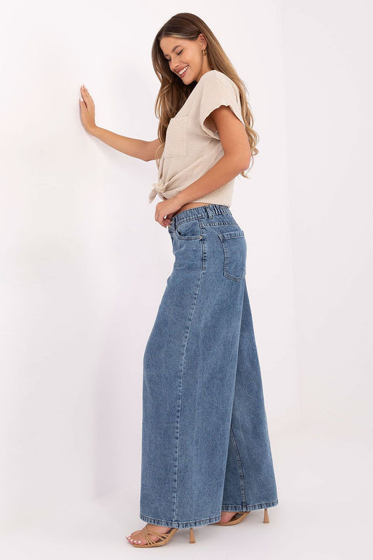 Chic and stylish high waist palazzo jeans by Sublevel, perfect for modern women's casual and elegant outfits.