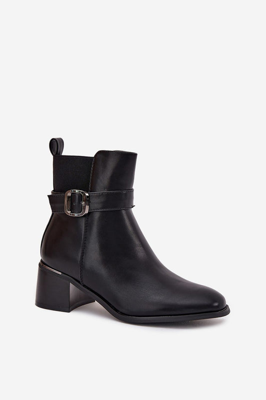 Luxurious eco-leather ankle boots for women from Step in style, showcasing a chic block heel and sophisticated buckle strap, ideal for versatile everyday wear.