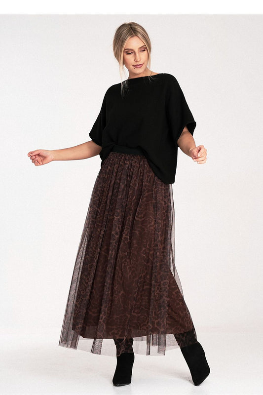 Close-up of the luxurious fabric detail of the Figl Bat Style Blouse, showcasing its premium wool blend texture.