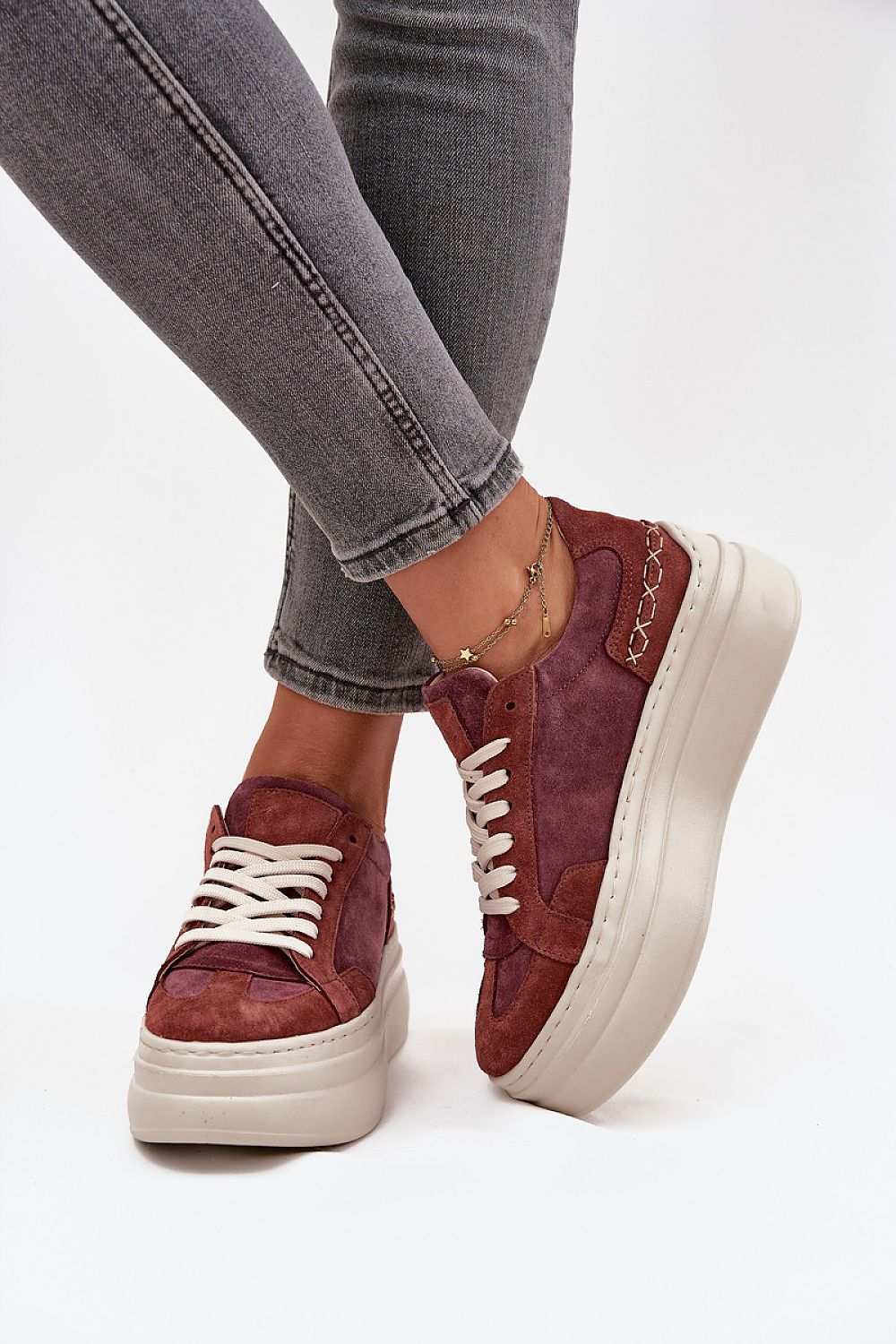 Elegant pair of luxury platform sneakers made from high-quality natural suede, designed for women who appreciate style and comfort, available from Step in Style.