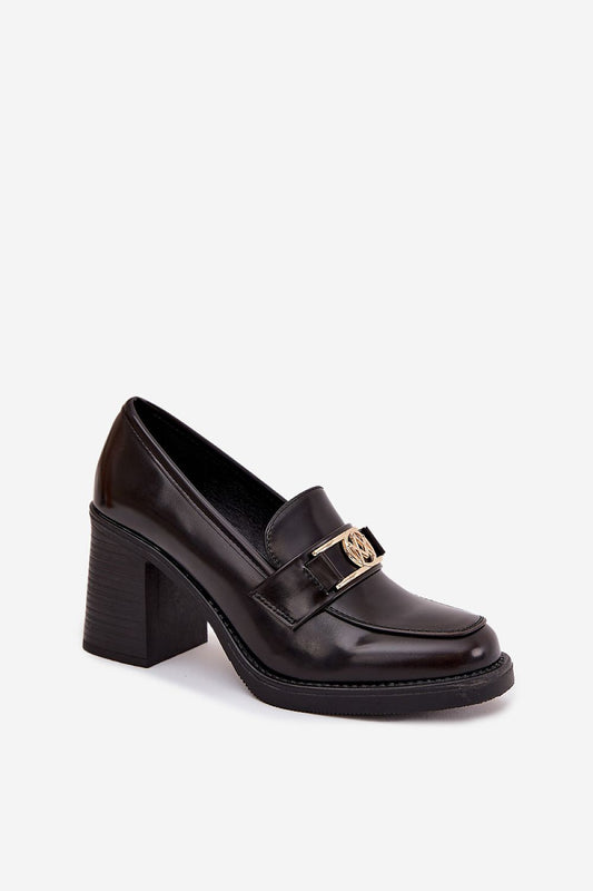 Stylish low heeled shoes for women, crafted in eco leather with a luxurious golden strap detail by Step in Style.