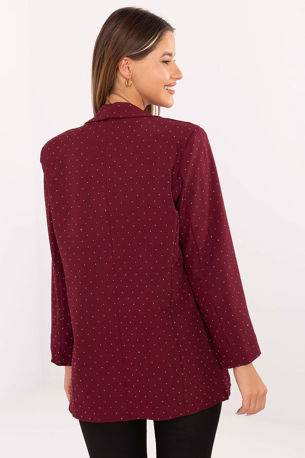 Stylish Rue Paris Women’s Blazer in EU size 0, featuring intricate jet stone embellishments for a glamorous touch, ideal for parties and evening events.