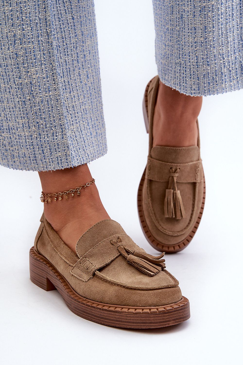 Luxury women's suede moccasins with tassels by Step in Style, available in EU sizes 36-41, ideal for both casual and elegant wear.