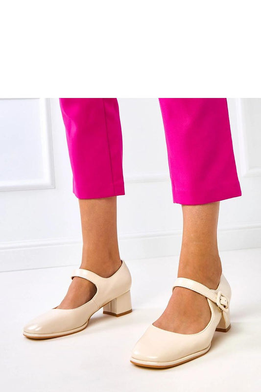 Close-up view of Solea Elegant Buckle Strap Heel Pumps showcasing the intricate buckle design and round toe, ideal for both casual and formal occasions.