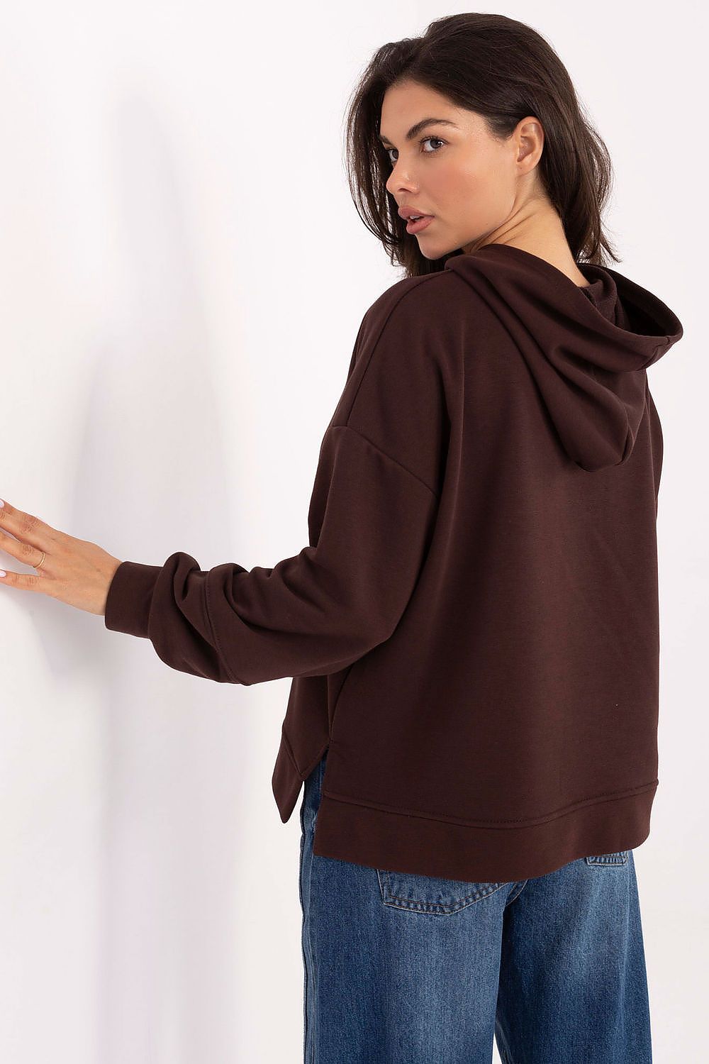 Chic luxury women's sweatshirt with hood, showcasing trendy embroidery and a sophisticated design, exclusively from Factory Price.