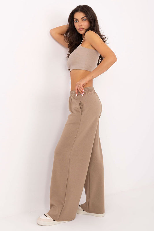 Luxury Women's Palazzo Tracksuit Trousers from Italy Moda showcasing high waist and wide leg design, perfect for chic casual wear.