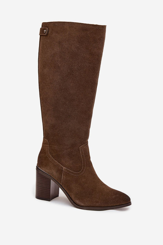 Stylish almond toe women's boots made from natural suede by Step in style, designed for warmth and comfort during colder days.