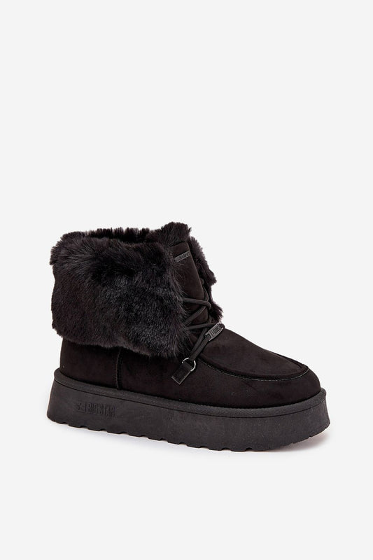 Chic and fashionable Women's Waterproof Snow Boots from Step in style, showcasing a contemporary silhouette with plush fur lining and comfortable platform.