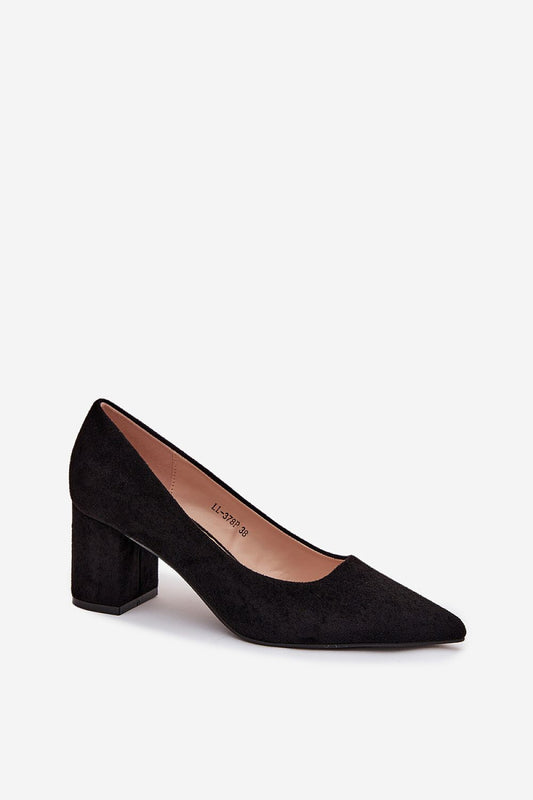 Luxurious eco suede women's pumps from Step in Style, featuring a sleek pointed toe and a versatile block heel, perfect for both professional and formal outfits.