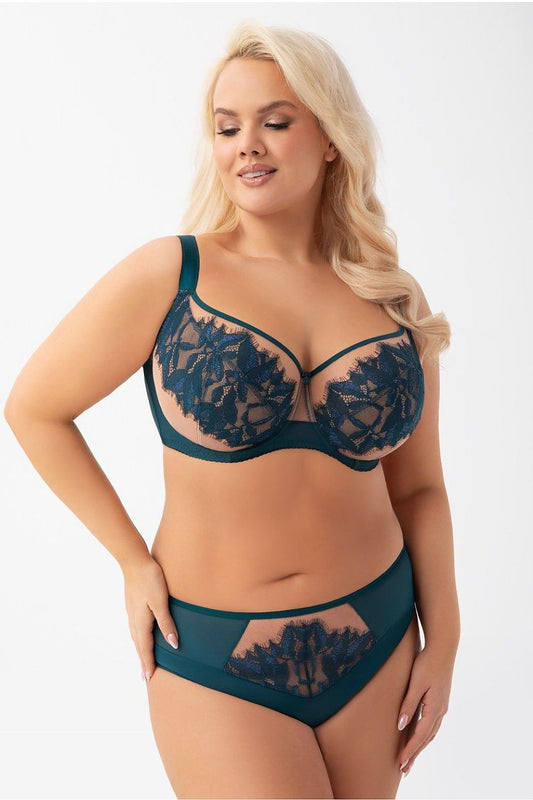 Luxurious Gorsenia Lingerie bra with adjustable straps, designed for optimal fit and support, featuring beautiful embroidery for a sophisticated look.