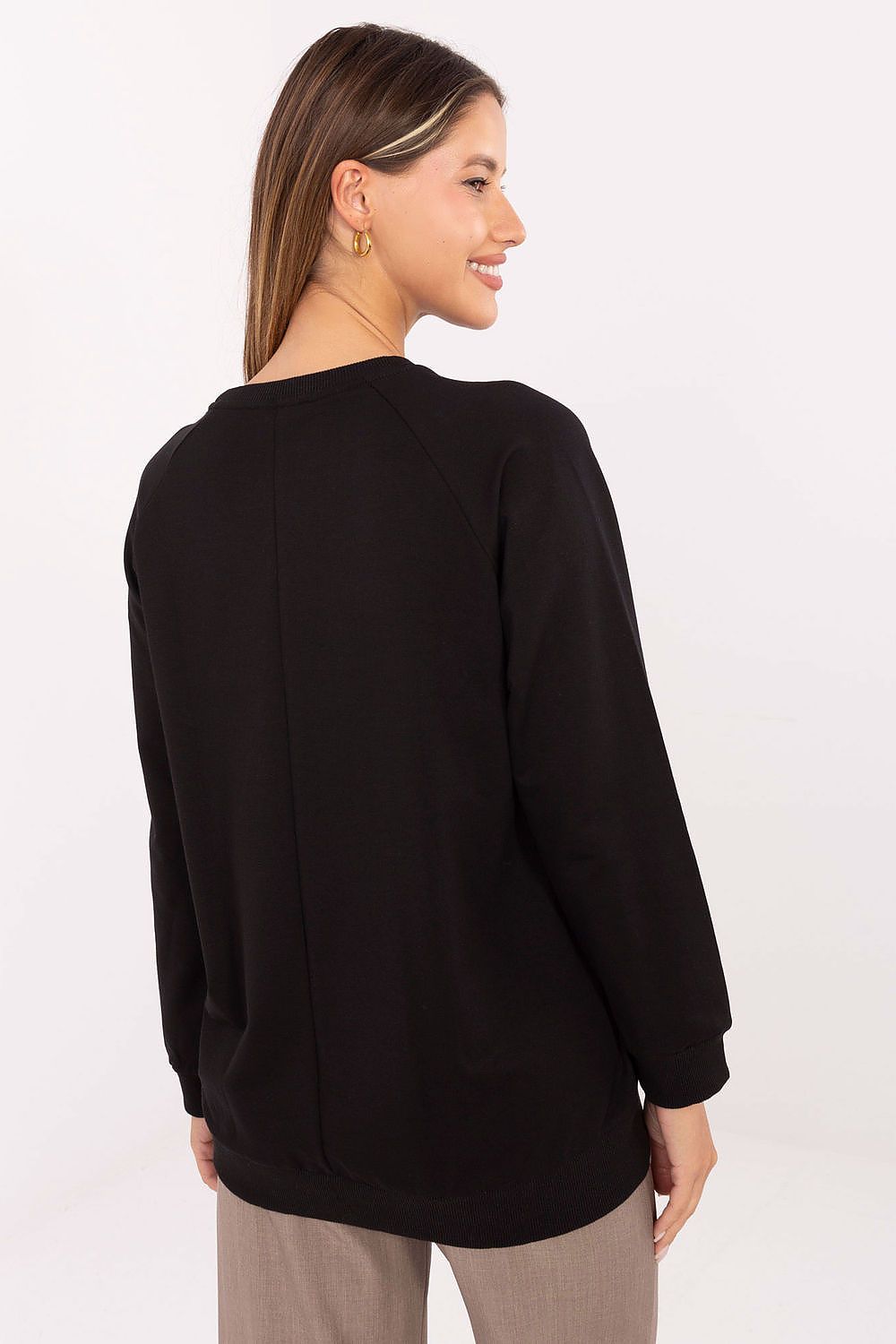 Chic and stylish Women's Casual Sweatshirt by Relevance, designed with a round neckline and long sleeves, elegantly adorned with delicate embroidery.