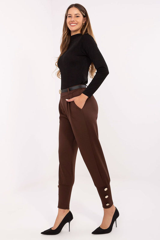 Luxurious high-waisted women's sweatpants by Factory Price, crafted in a soft blend of viscose and polyester, showcasing tapered legs and stylish cuffs for effortless elegance.