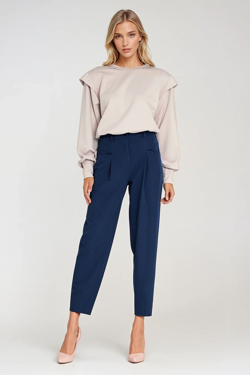 Luxury Nife Women's High Waist Oversized Balloon Trousers featuring spacious pockets, combining comfort and trendy style, available in sizes EU 36-42.