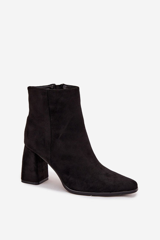 Stylish women's eco suede ankle boots with a refined design, 8.5 cm column heel by Step in Style, suitable for various outfits.
