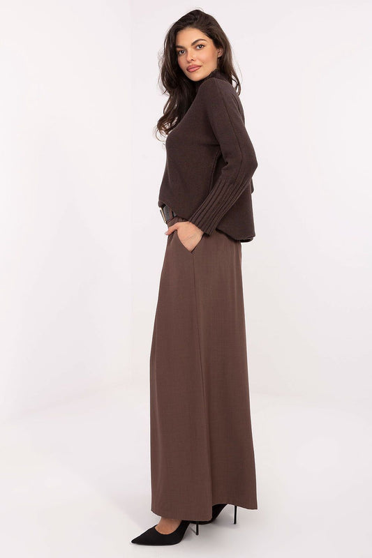 Women’s Elegant High-Waisted Palazzo Pants by Italy Moda, featuring a comfort fit, sleek pleats, and a stylish belt for versatile luxury wear.