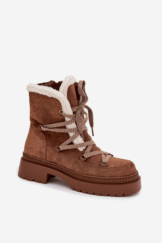Stylish eco-suede winter snow boots for women with luxurious faux fur lining and a chic zipper design, created by Step in Style for warmth and fashion.
