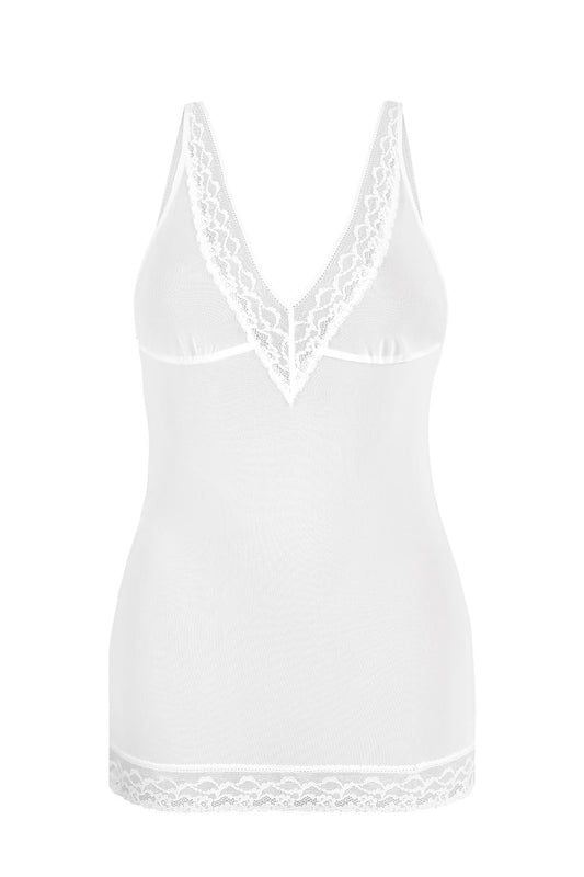 Elegant V-neck sheer mesh shirt from Teyli, designed to enhance femininity with delicate ruffles and a sexy back.