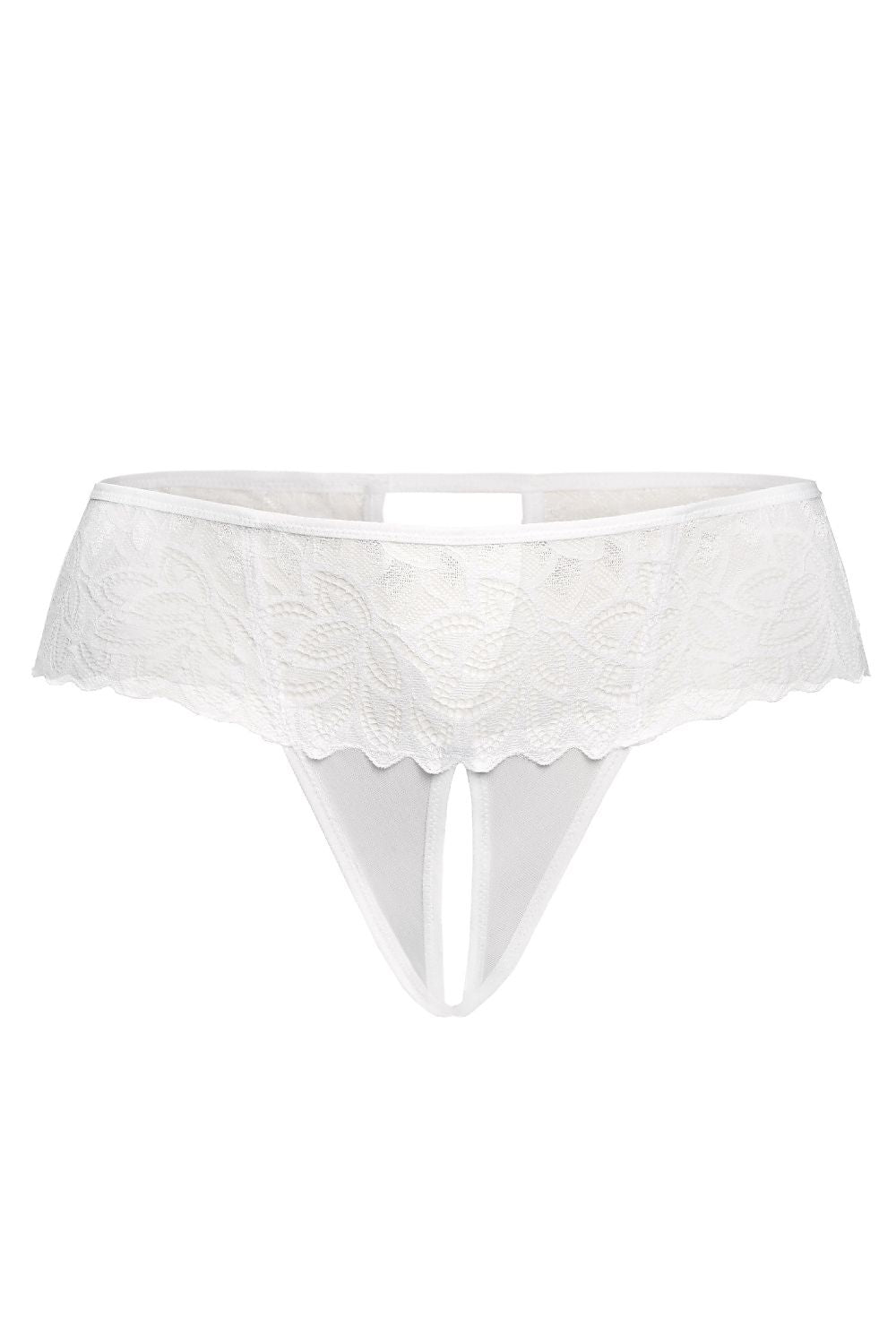 Stylish display of Teyli's luxurious black and white women's thong set, illustrating the premium mesh fabric and feminine design.