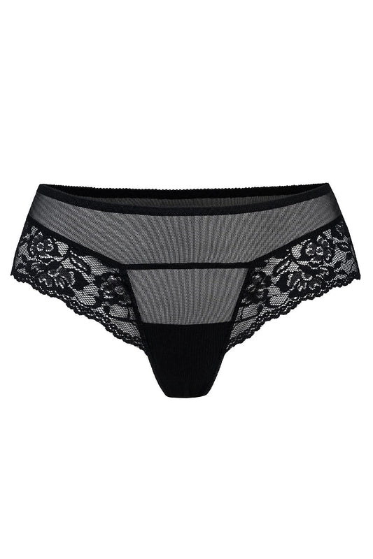 Luxury Brazilian lace panties by Teyli featuring an elegant floral design, perfect for a discreet and comfortable fit under clothing.