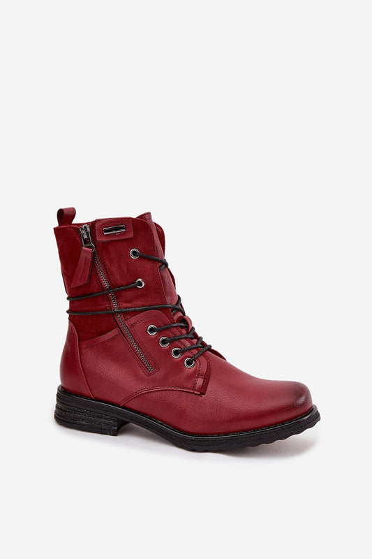 Close-up of Step in Style luxury women's ankle boots, highlighting double zip fastening and lacing for a perfect fit and comfort.