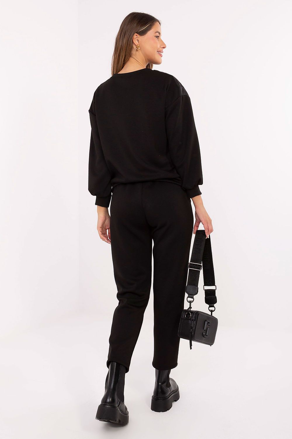 Complete view of the Luxury Casual Women's Set by Italy Moda, including a stylish blouse and tapered trousers in a chic, comfortable design.