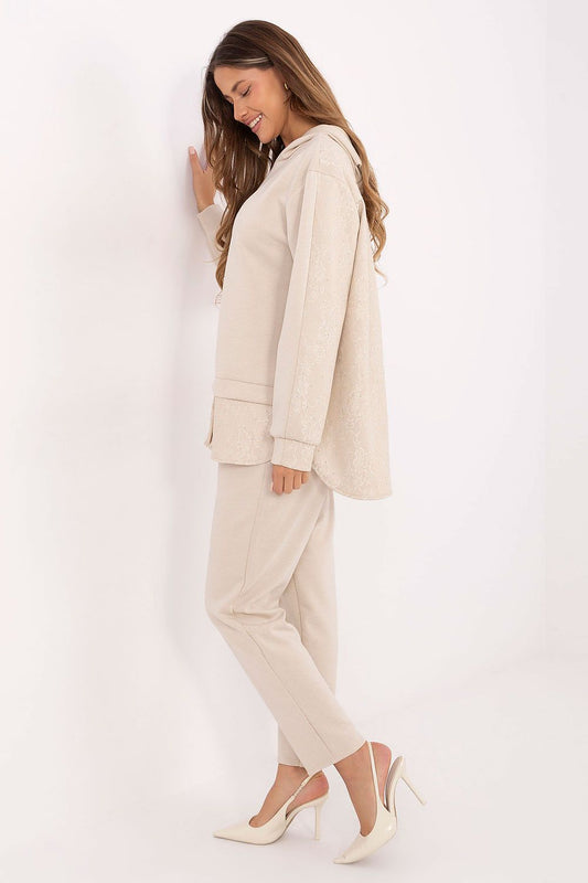 Close-up of the stylish hoodie from Italy Moda, showcasing exquisite lace details and a chic design in a comfortable, breathable fabric.