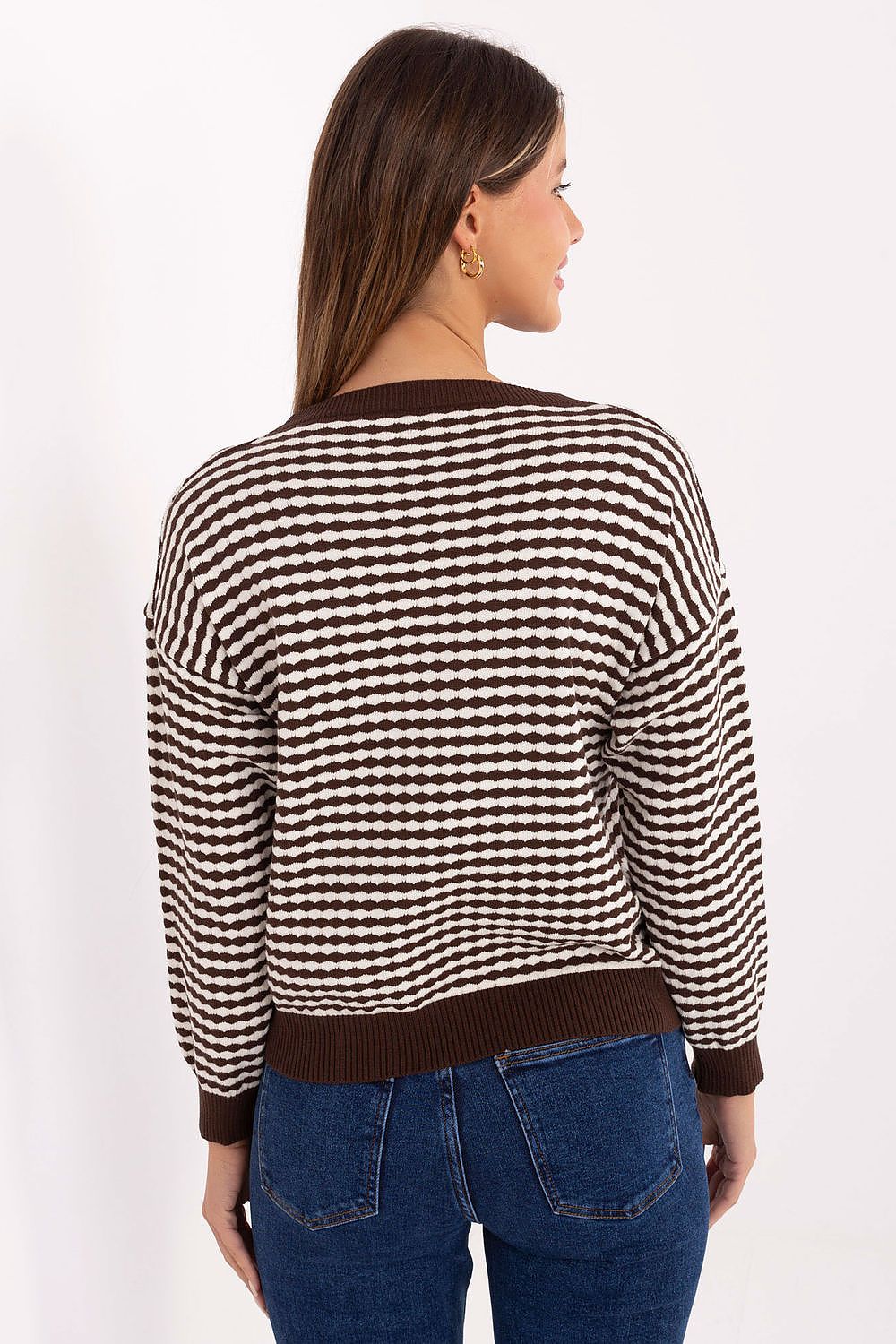 Chic women's sweater with long sleeves and a round neckline in EU Size 0, designed by Factory Price in a soft viscose-blend, perfect for versatile styling.