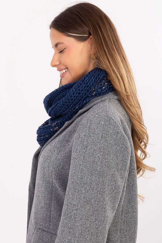 Close-up of high-quality polyester fabric in the Luxury Infinity Scarf by AT, highlighting its soft texture and durability, ideal for cold weather.