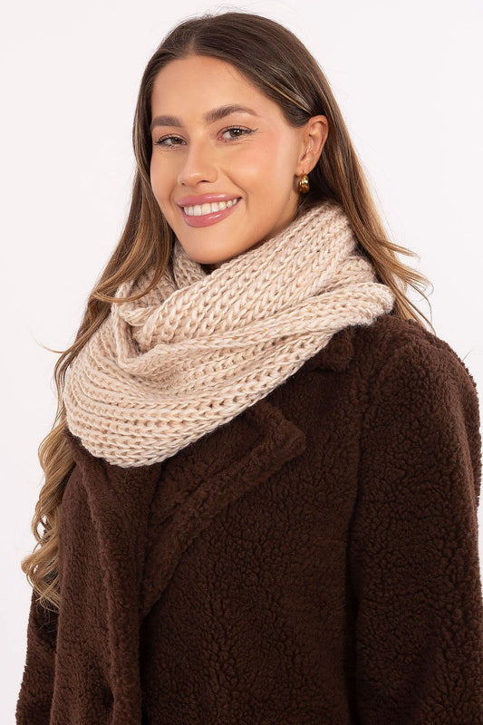 Stylish and durable polyester snood by AT, measuring 65cm x 27cm, ideal for adding a fashionable accent to both casual and urban outfits during the winter season.