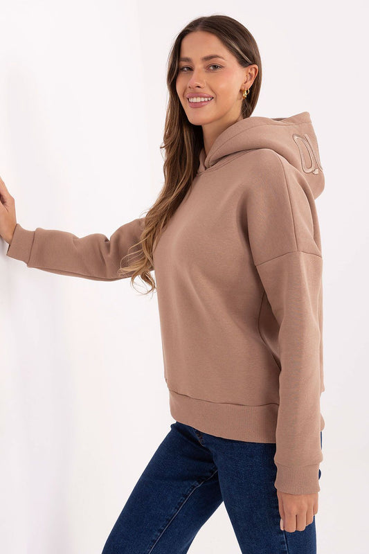 High-quality cotton blend sweatshirt for women by Relevance, showcasing a comfortable fit and sporty style, ideal for colder days.