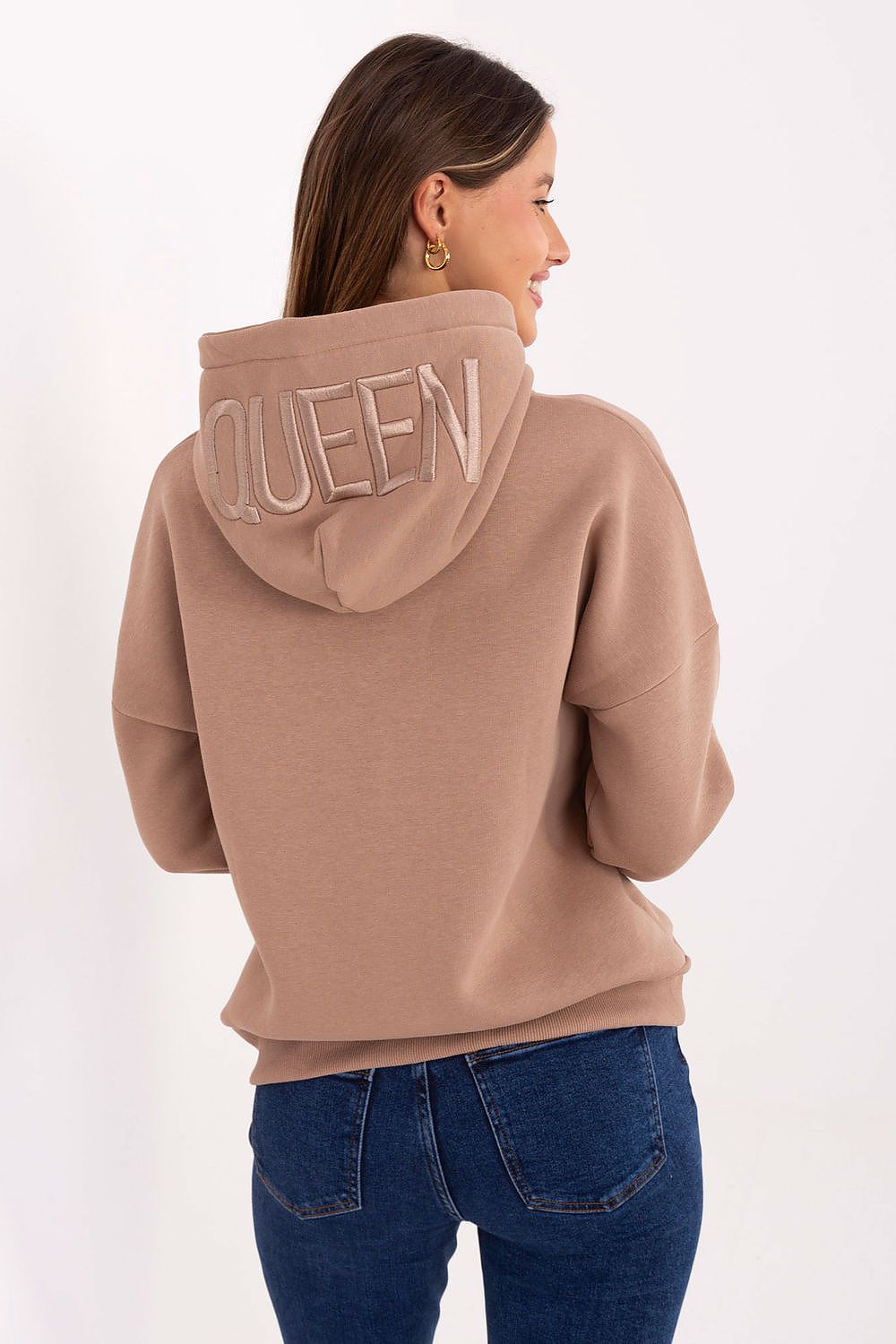 Elegant EU size 0 women's hooded sweatshirt from Relevance, crafted from soft cotton and elastane for a flattering silhouette and everyday comfort.